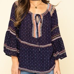 FREE PEOPLE TALIA BOHEMIAN OVERSIZED XL BLOUSE BEW